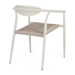 Set di 4 sedie con braccioli MORAIRA in alluminio e fibra sintetica beige, impilabili