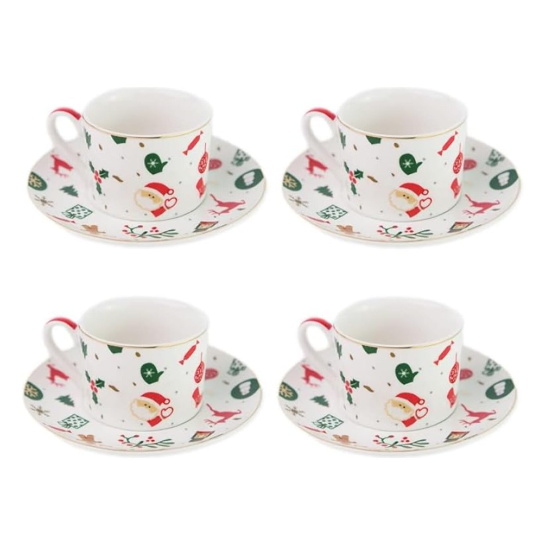 Set 4 tazze da tè Fantasia del Natale in new bone china