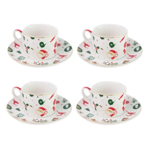 Set 4 tazze da tè Fantasia del Natale in new bone china