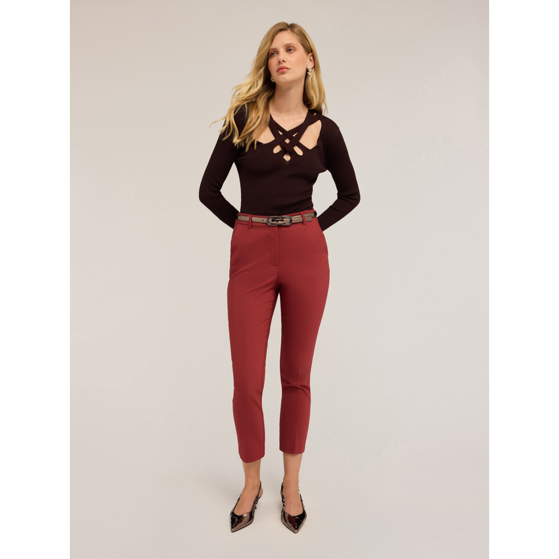 Motivi - Pantaloni regular - Bordeaux