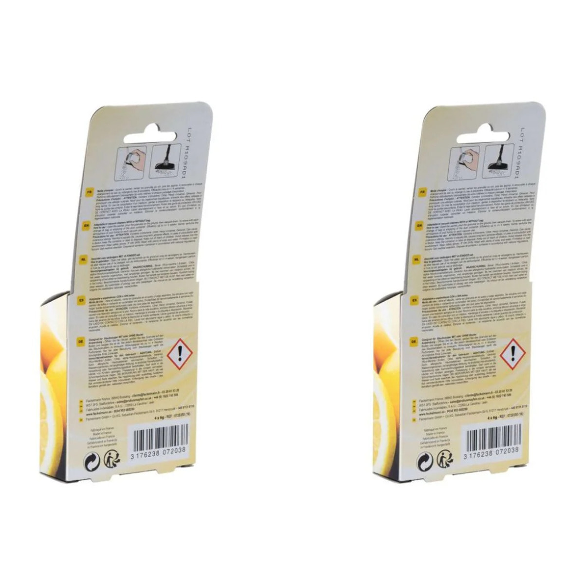 Lot de 2 x 4 Sachets de granulés de parfum pour aspirateur au citron TopFilter