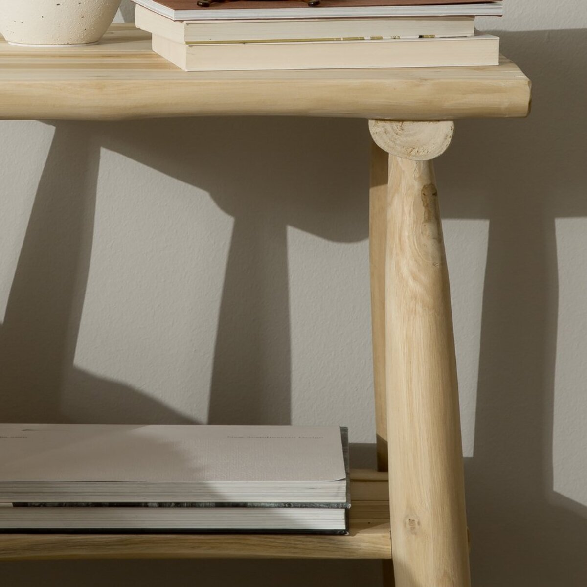 Table de chevet Nusa -troncs en bois massif de teck-couleur naturel 50 x 55 x 40 cm