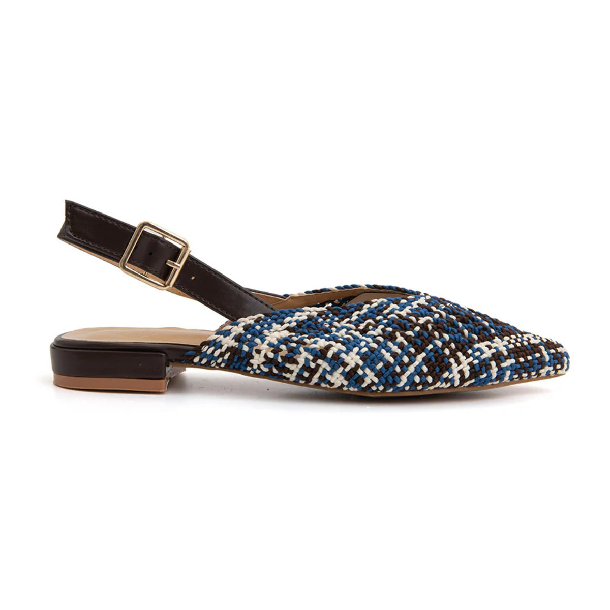 Slingback chic-fabric bicolore - MARRONE