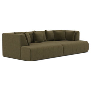 Onyx - canapé droit 4 places avec double méridienne - assise profonde - en velours côtelé - Vert