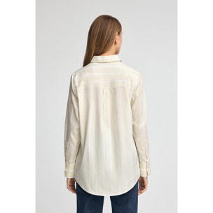 Camisa de rayas beige de corte relajado con logo Rigby Go