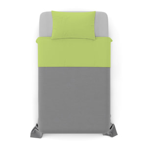 COMPLETO LETTO NATURAL COLOUR MADE IN ITALY COTONE-VERDE ACIDO/GRIGIO CHIARO PIAZZA E MEZZA