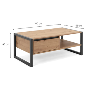 Table basse industrielle avec tiroir AUTEL