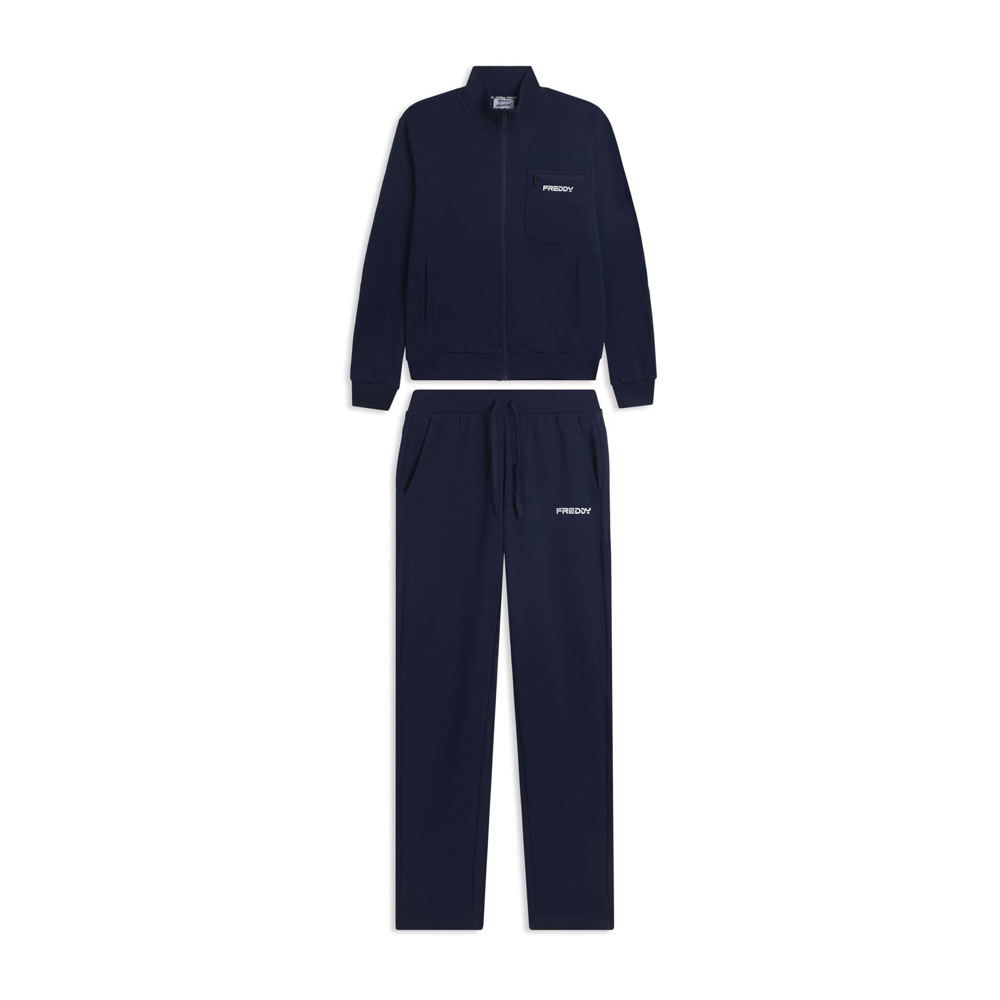 Tuta uomo zip e collo alto in cotone Interlock