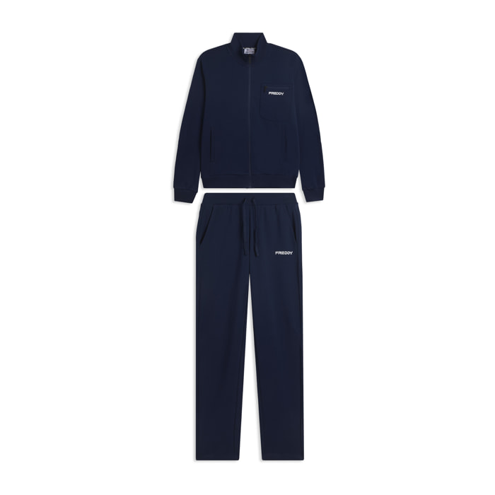 Tuta uomo zip e collo alto in cotone Interlock