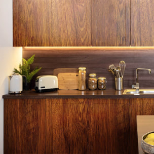 Rouleau revêtement adhésif vinyle au mètre - Sticker lavable Cuisine Meuble Armoire Porte - BOIS BRUN FONCÉ