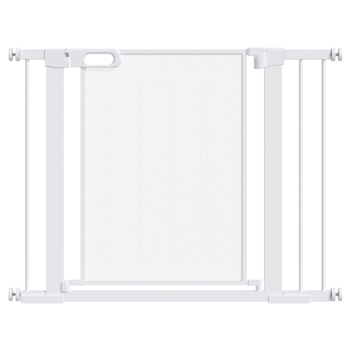 Barrera de Seguridad para Perros Extensible 75-103 cm Barrera para Escalera Puerta con 2 Extensiones Doble Bloqueo Cierre Automático Blanco