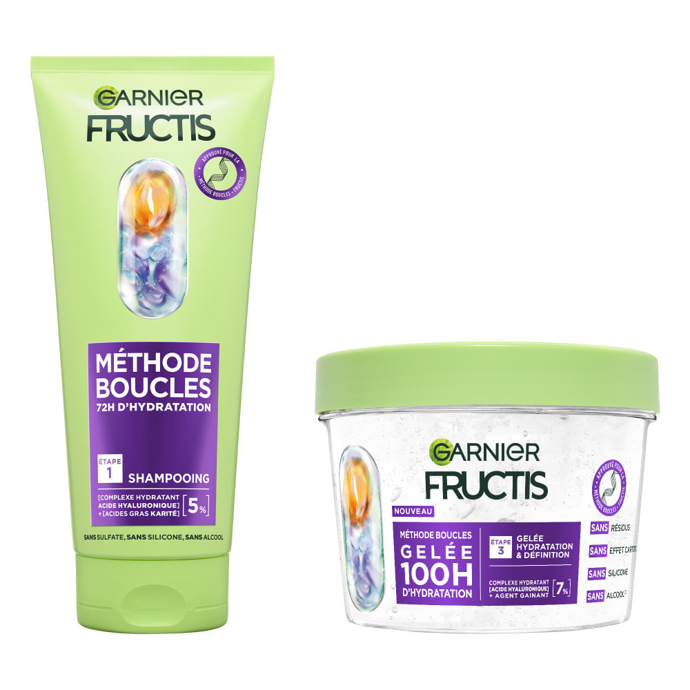 Garnier Fructis Méthode Boucles Duo Shampooing et Gelée Hydratante à l'Acide Hyaluronique pour toutes les boucles