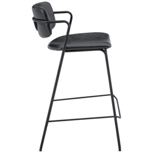 Lot de 2 tabourets de bar en simili noir LÉON