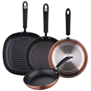 Set de Sartenes San Ignacio Premium color cobre- Ø20/24/28 + Grill 28 cms.