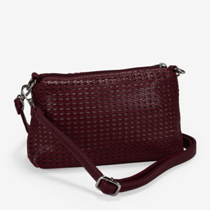 Bolso de hombro burdeos pequeño con trenzado
