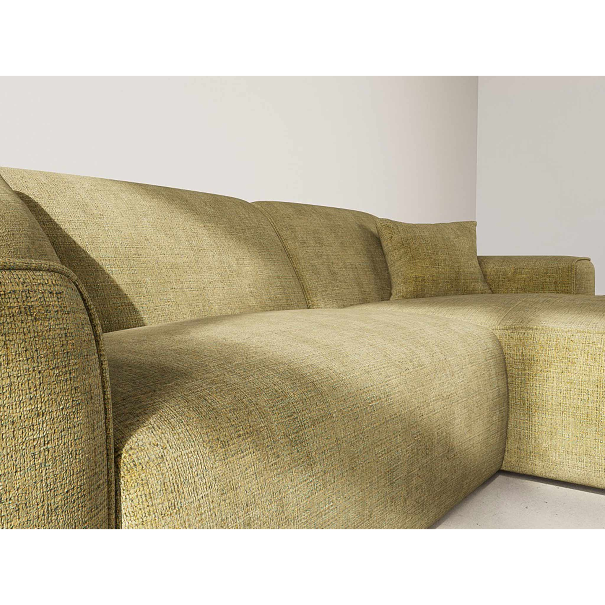 Lison - Canapé d'angle droit 4 places en velours texturé - Vert Kaki