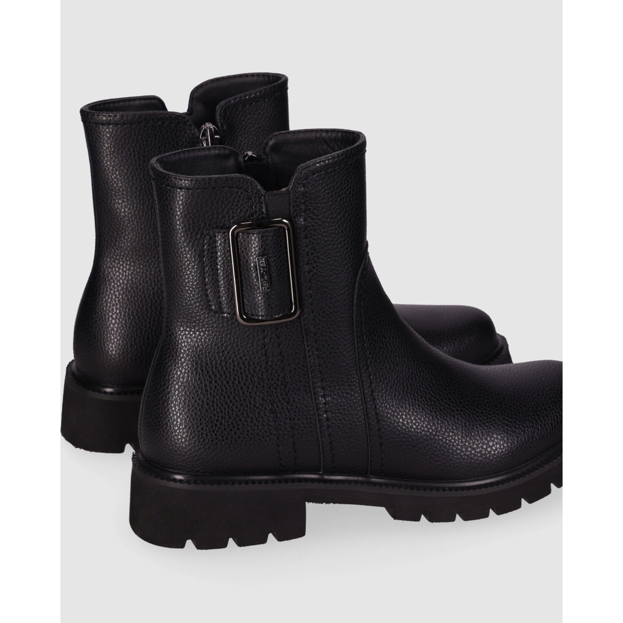 Botines de Piel - Negro - Tacón: Bajo