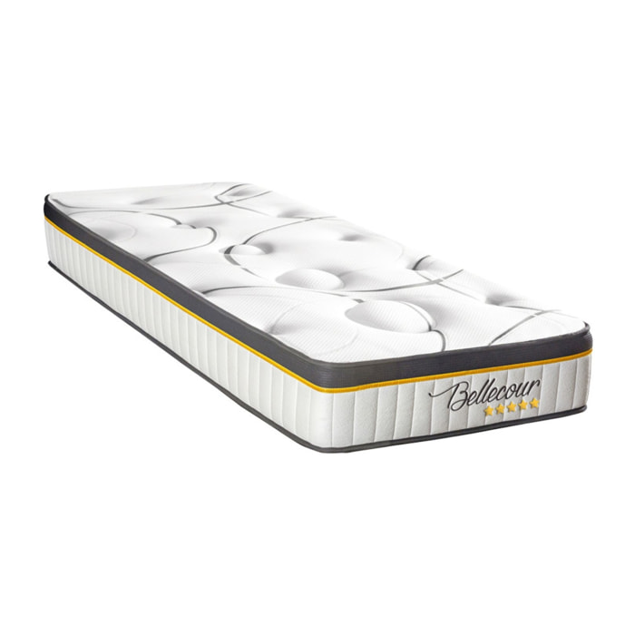 Matelas BELLECOUR ressorts ensachés & mémoire de forme - soutien ferme - Blanc