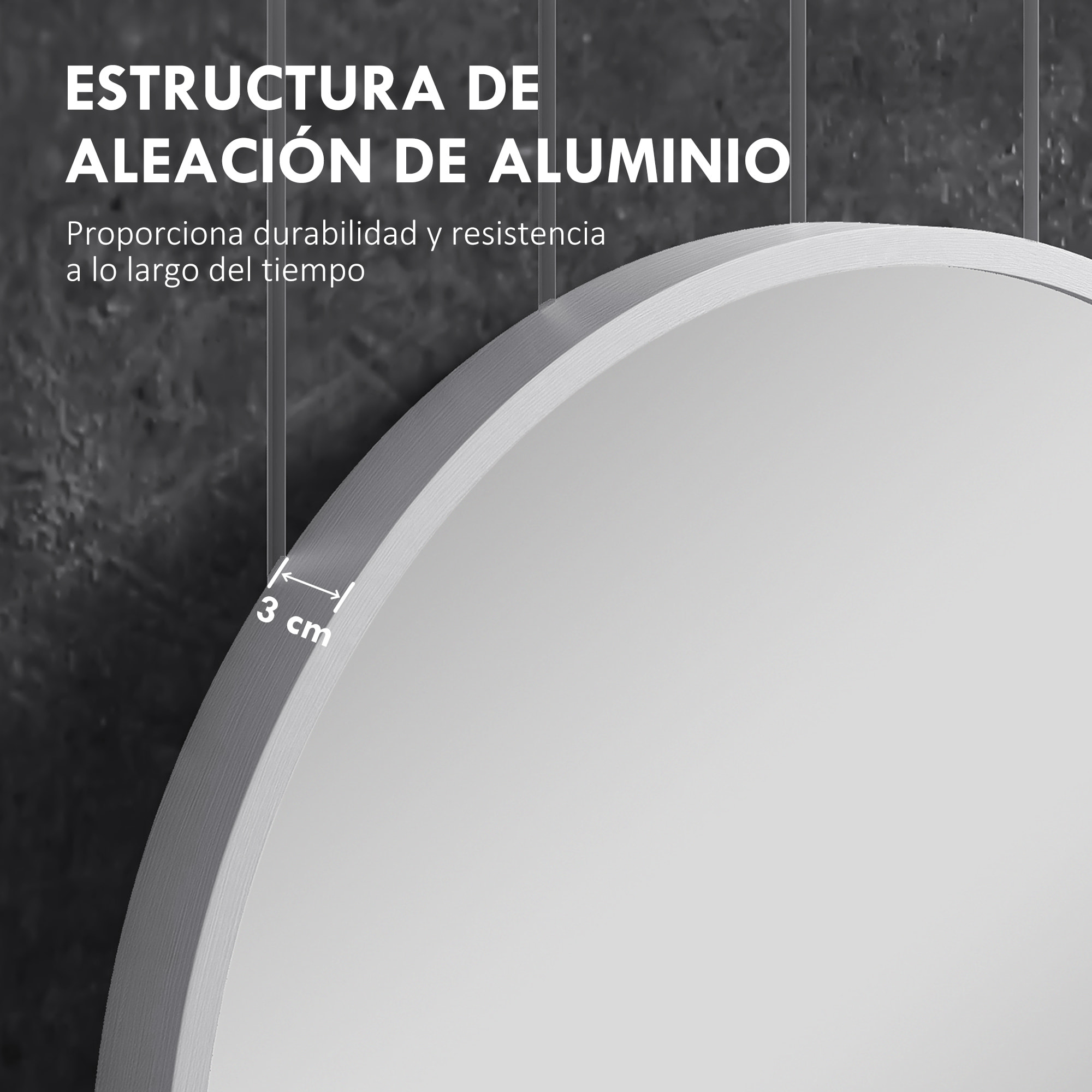 Espejo de Baño Ovalado 60x90 cm con Marco de Aluminio Espejo de Pared Decorativo Horizontal o Vertical para Salón Entrada Pasillo Plata