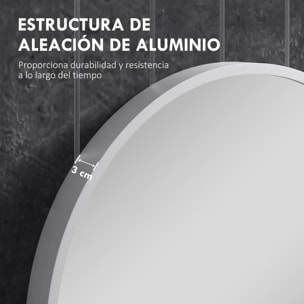 Espejo de Baño Ovalado 60x90 cm con Marco de Aluminio Espejo de Pared Decorativo Horizontal o Vertical para Salón Entrada Pasillo Plata