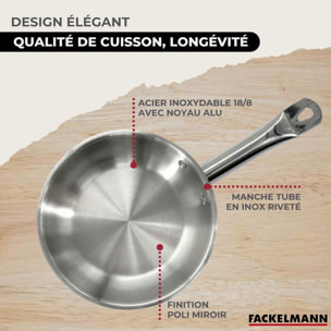 Set 1 poêle en inox et 1 couvercle verre, 3 faitouts inox Fackelmann Eterna