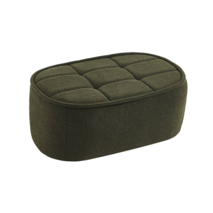 Pouf. repose-pieds pour chauffeuse 1 place Boni bouclette texturée kaki L 91 x P 63 x H 40cm - Boni