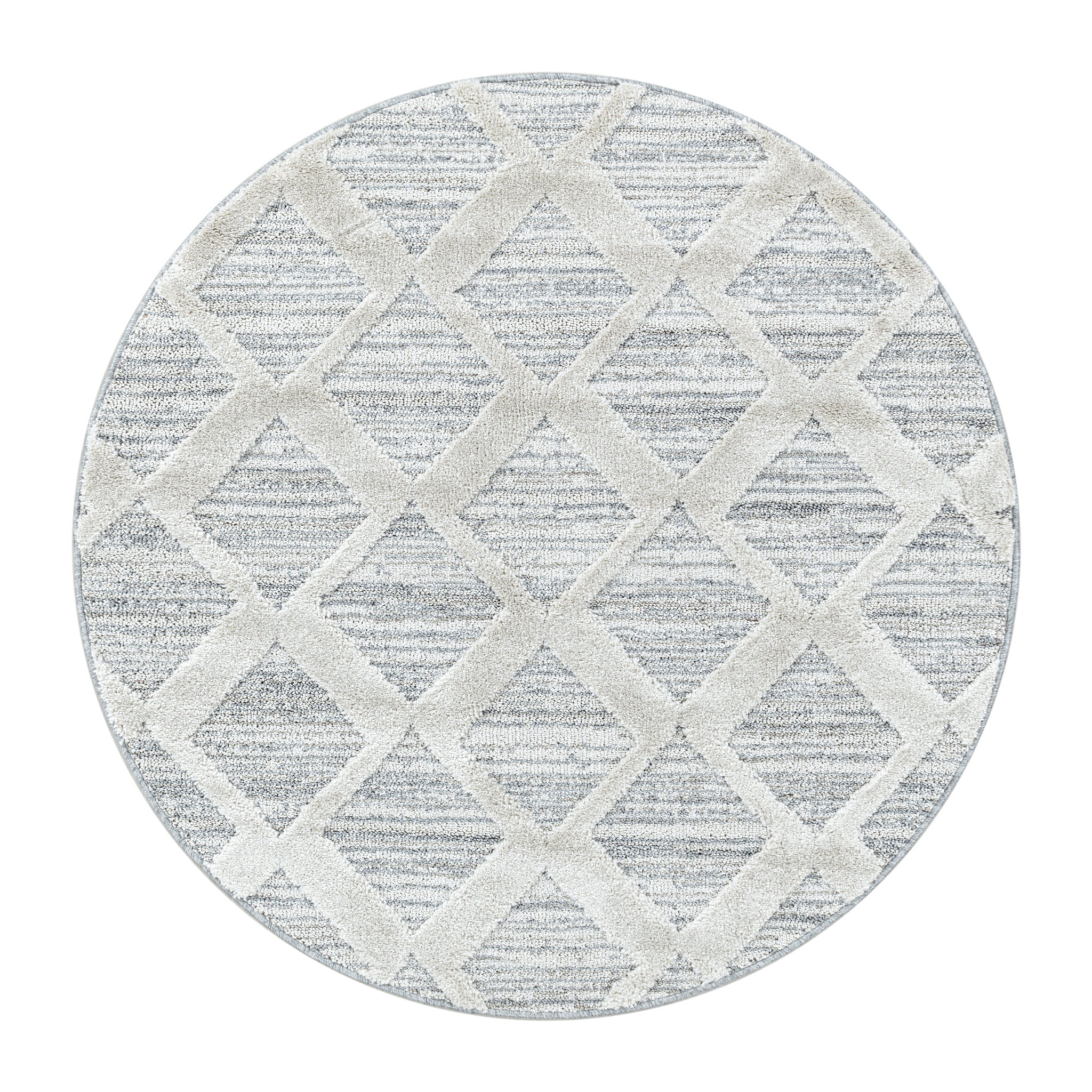 PISA - Tapis de salon rond à motif berbère gris - PIS4703GRI