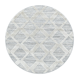 PISA - Tapis de salon rond à motif berbère gris - PIS4703GRI
