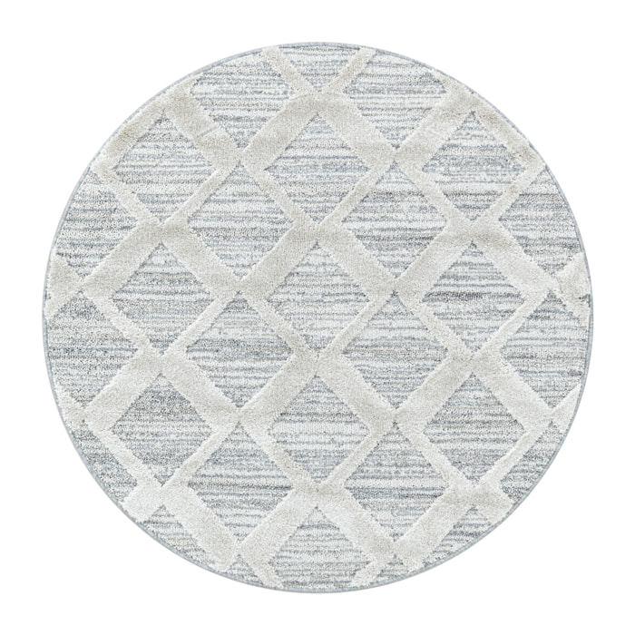 PISA - Tapis de salon rond à motif berbère gris - PIS4703GRI