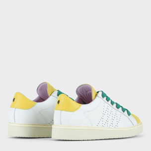 ZAPATO CON CORDONES MUJER P01 DE PIEL Y ANTE BLANCO AMARILLO VERDE PEPPER