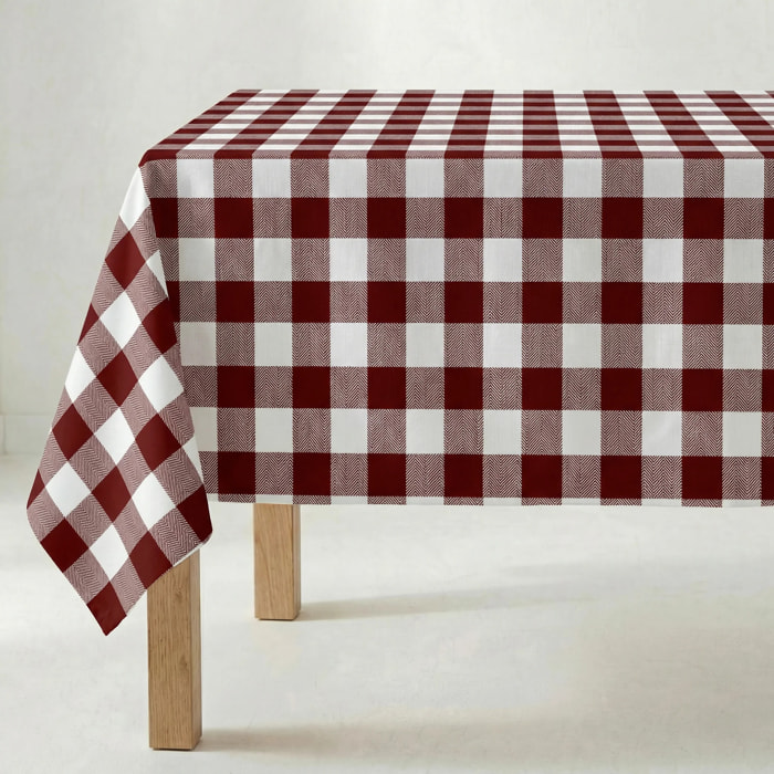 Nappe antitache au toucher tissu imperméable Carreaux grenat