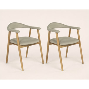 Lore - lot de 2 chaises en chêne massif et tissu - Bois / Beige