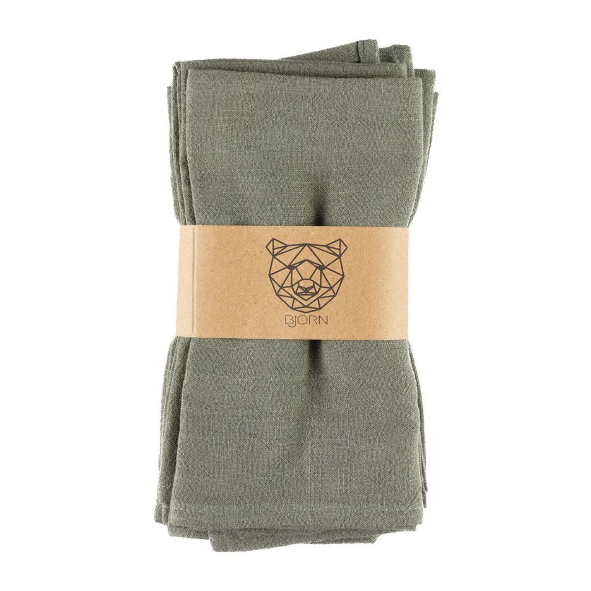 Serviette de table - 6 pièces - Lin et coton vert de gris