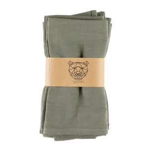 Serviette de table - 6 pièces - Lin et coton vert de gris