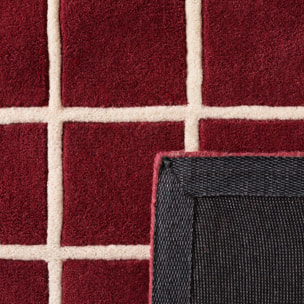 PANTONE - Tapis en laine fait main Rouge D'ORAGE à carreaux bordeaux