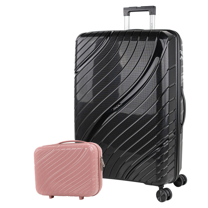 Juego De Maletas Rígidas Pp Itaca Danubio Negro