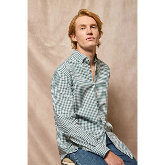 Camicia Mataró verde a quadri vichy con logo Polo Club