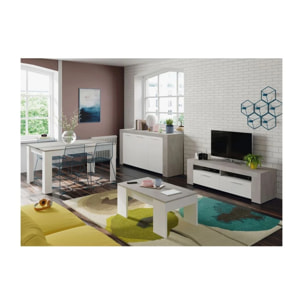 Mesa de centro elevable Low Cost Blanco Artik (Blanco Mate) - Gris Cemento