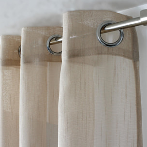 Voilage bohème à bandes ajourées - Beige