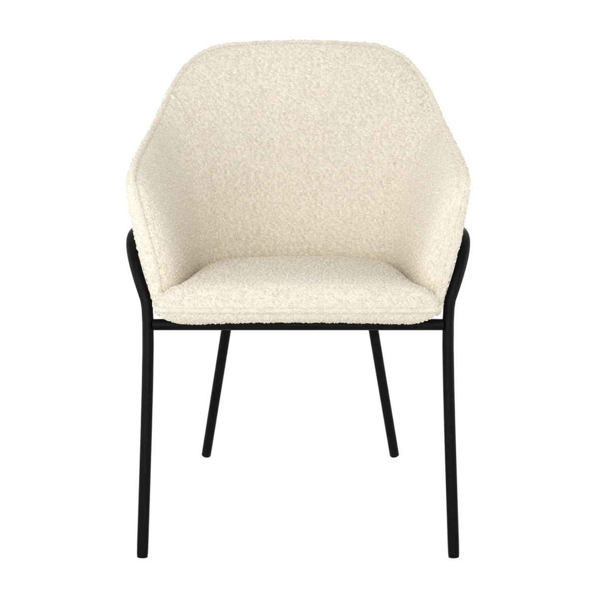 Chaise effet laine bouclette blanche et pieds en métal - Toscane