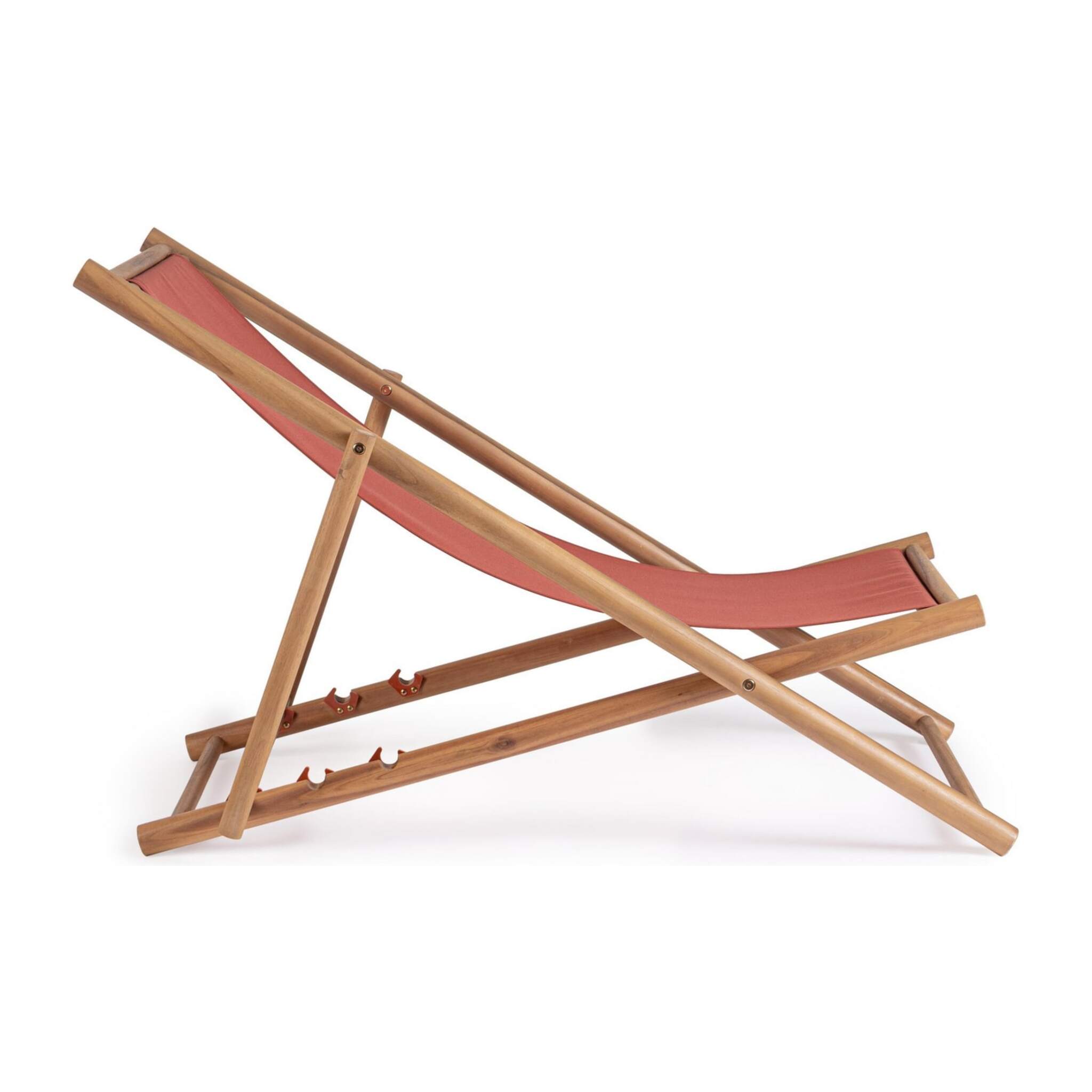 Set di sdraio MONSARAZ in legno di acacia e tessuto terracotta