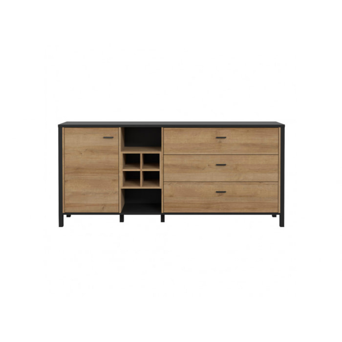 Buffet avec rangement en bois effet chêne - MIAMI