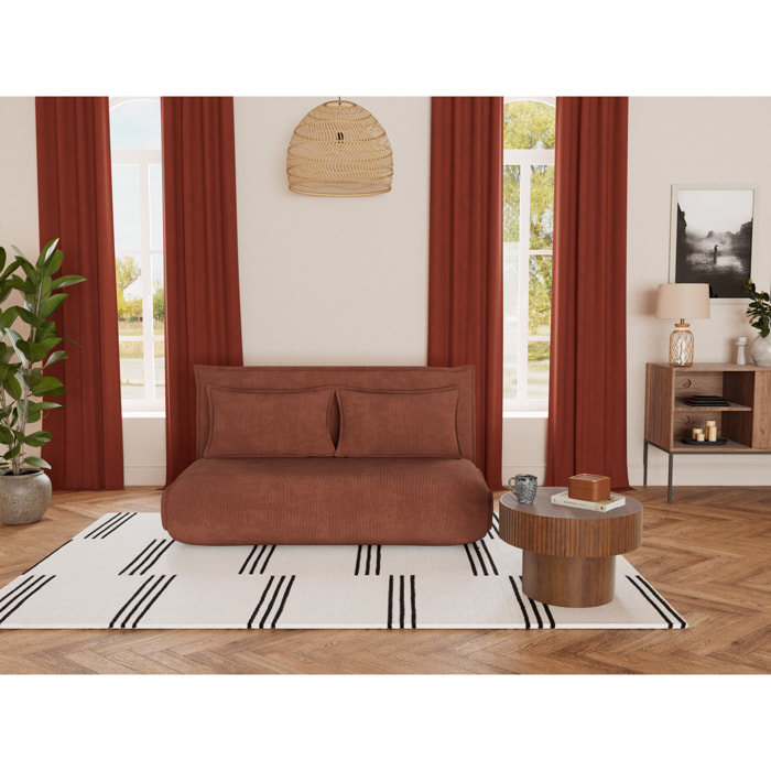 Candice - Banquette 2 places convertible clic-clac en velours côtelé - Terracotta