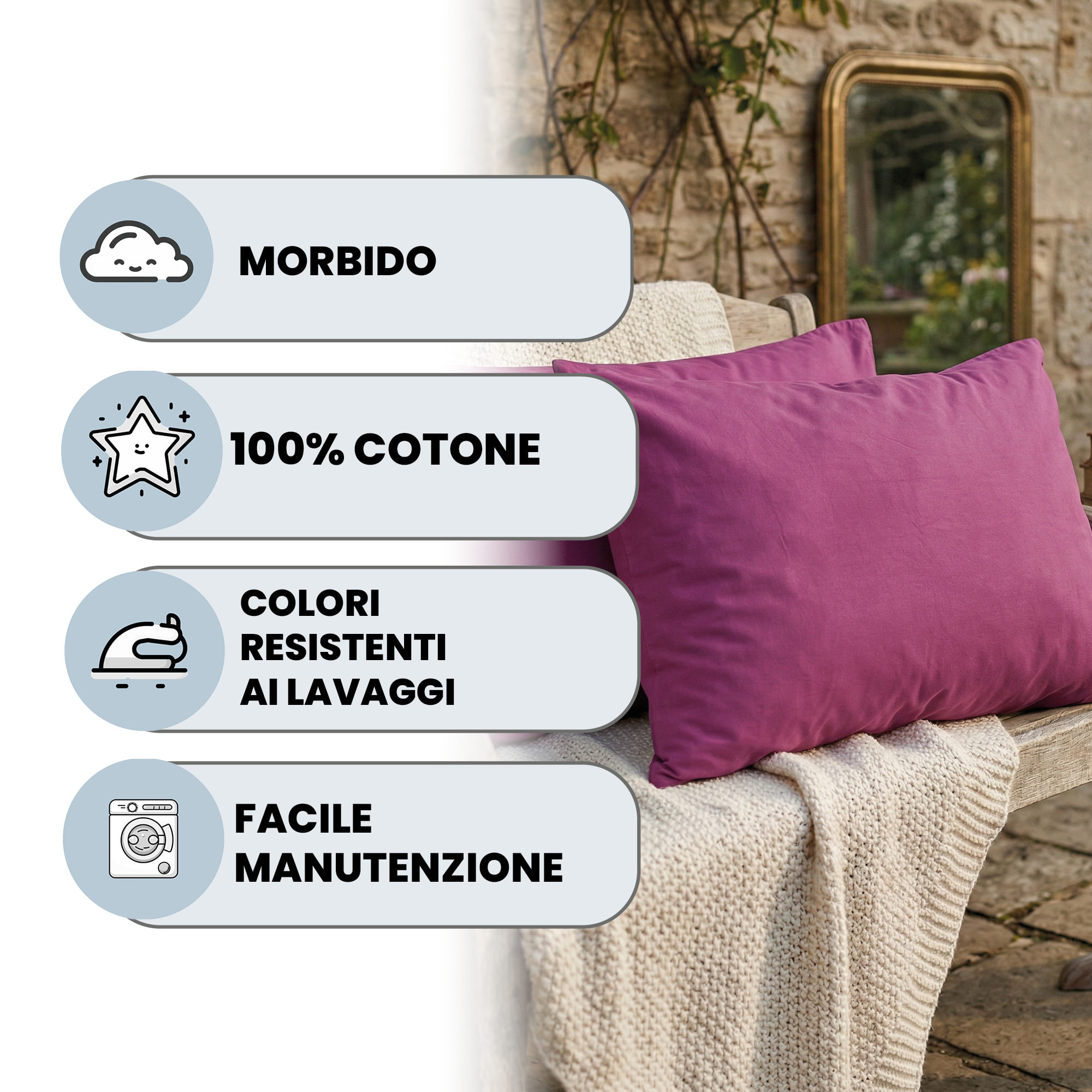 COPPIA FEDERE MAX COLOR, 100% Cotone, Made in Italy - FUCSIA