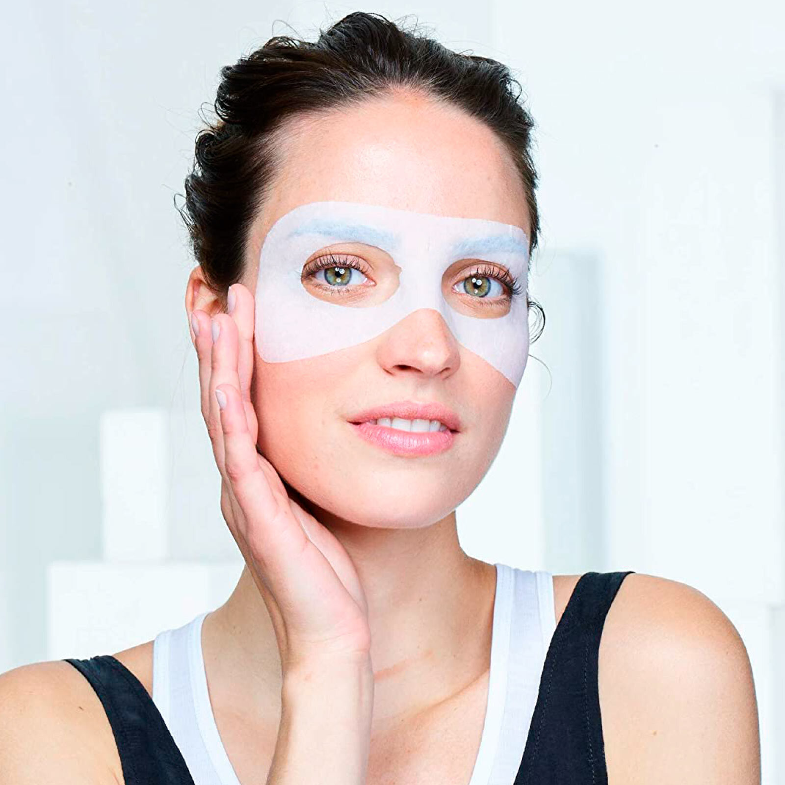 4x Maschera Occhi Revitalizzante in Tessuto Skinactive Effetto Ghiaccio Acqua di Cocco e Acido Ialuronico