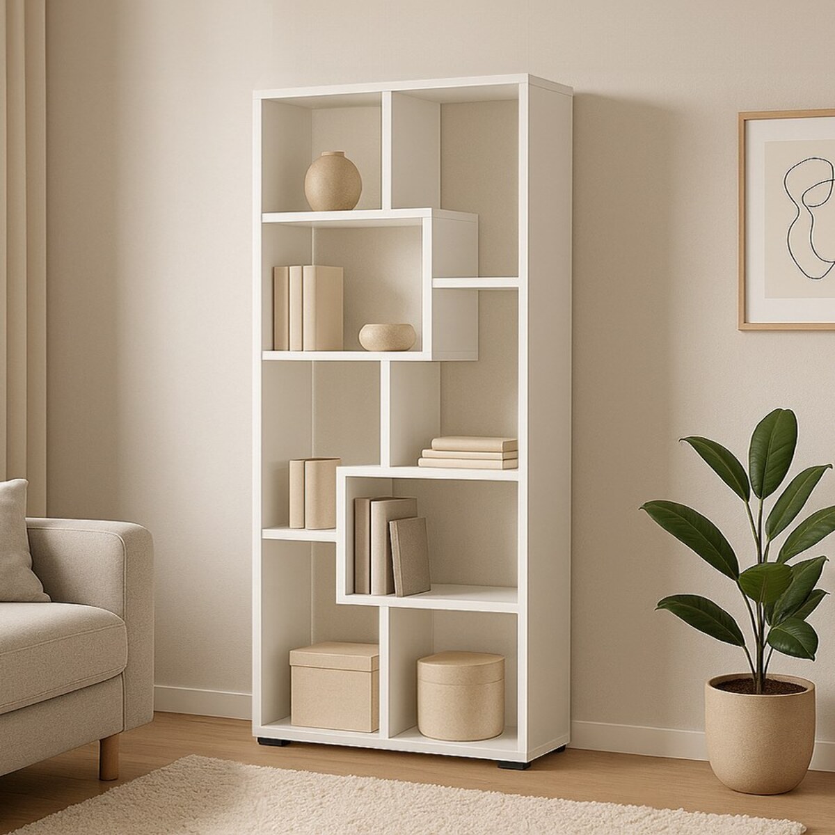 Libreria in legno bianco opaco da ufficio o cameretta