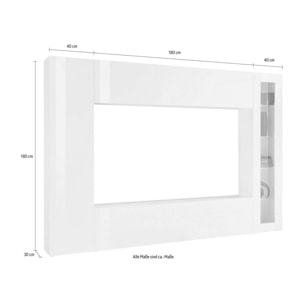 Parete attrezzata Donatello, Set salotto porta TV, Mobile soggiorno multiuso con vetrina e luce LED, 100% Made in Italy, cm 260x30h180, Antracite