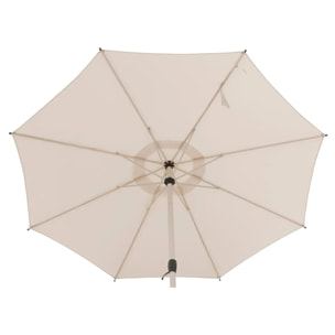 Parasol droit rond inclinable "Loompa" argile & blé 3m en aluminium et polyester