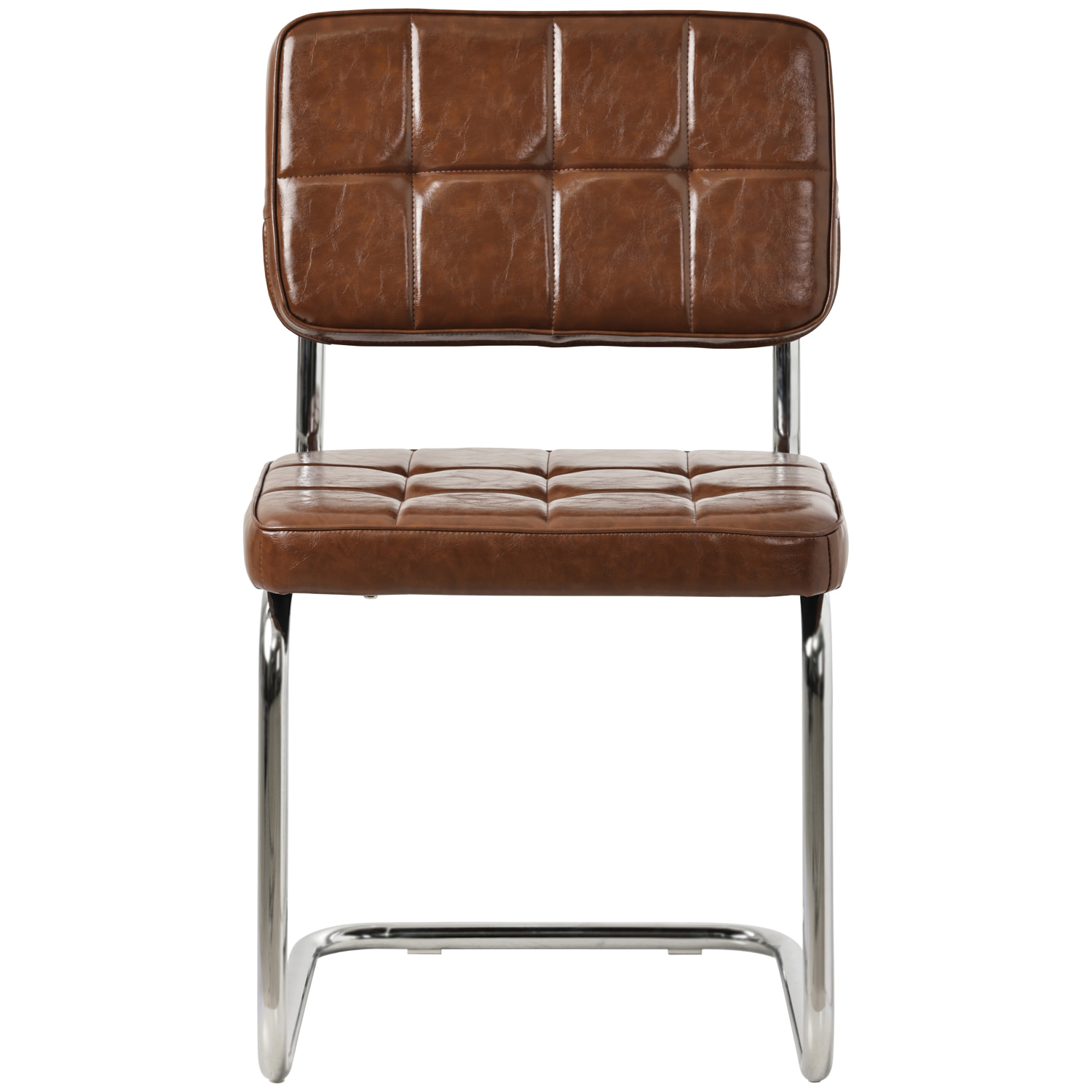 Lot de 2 chaises cantilever en simili marron MARIA