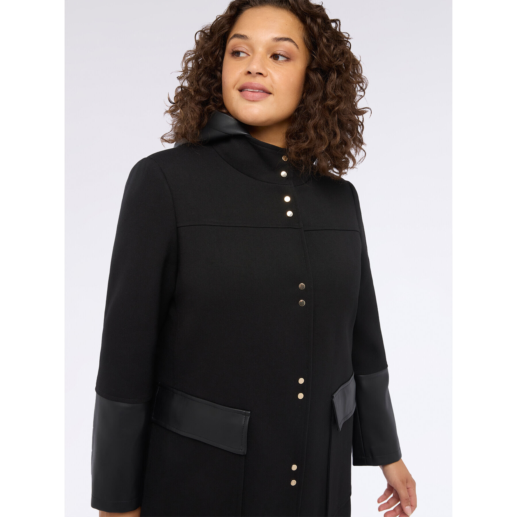 Fiorella Rubino - Cappotto con dettagli in tessuto lucido - Nero